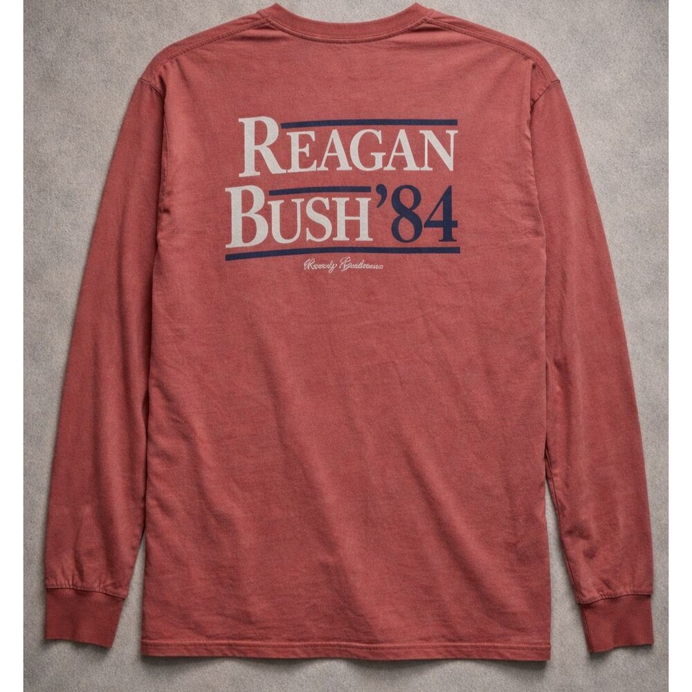 Reagan Bush 84 Shirt Mens Large Red Rowdy Gentleman Long Sleeve